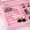 Fashionable, simple, large-capacity, portable, multi-compartment suede exquisite jewelry box, earrings, necklace and ring storage box Specification image